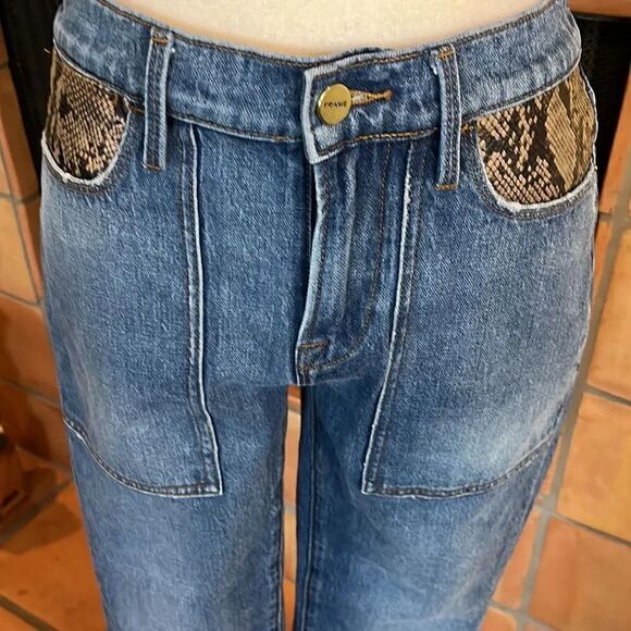 FRAME jeans Rattler Le High straight Python pocket blue brown, 26! - Picture 2 of 10
